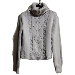 J Brand Gray Cable Knit Turtleneck Sweater